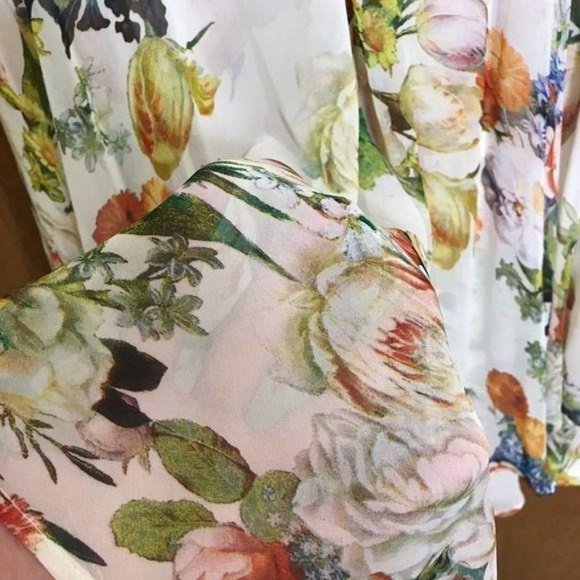 Sandra Darren Floral Faux Wrap V Neck Dress 10 - Picture 3 of 15